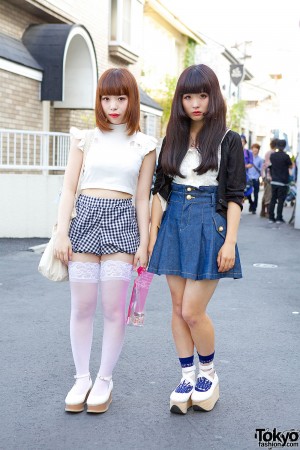 Harajuku Girls in Crop Top & Denim Skirt w/ Nile Perch, Nadia & One Spo ...