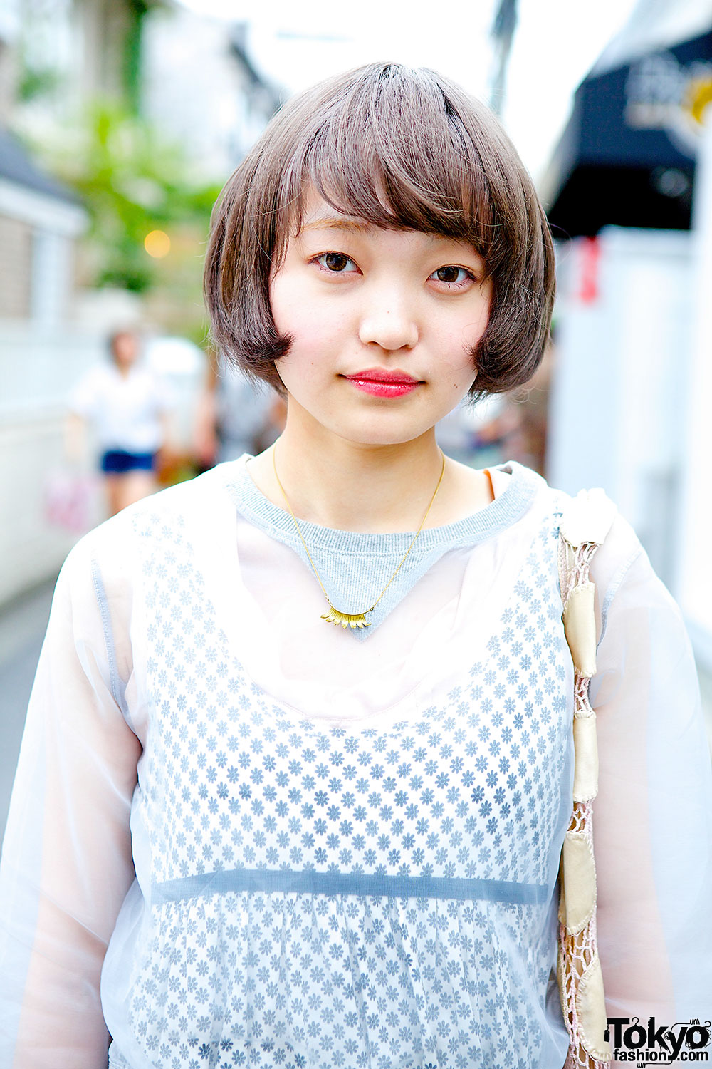 Tsumori Chisato Net Bag w/ Sheer Top, Print Dress & Aquvii in 