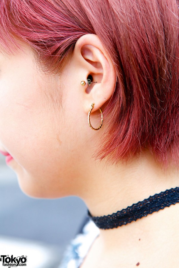Earrings & Pink Hair
