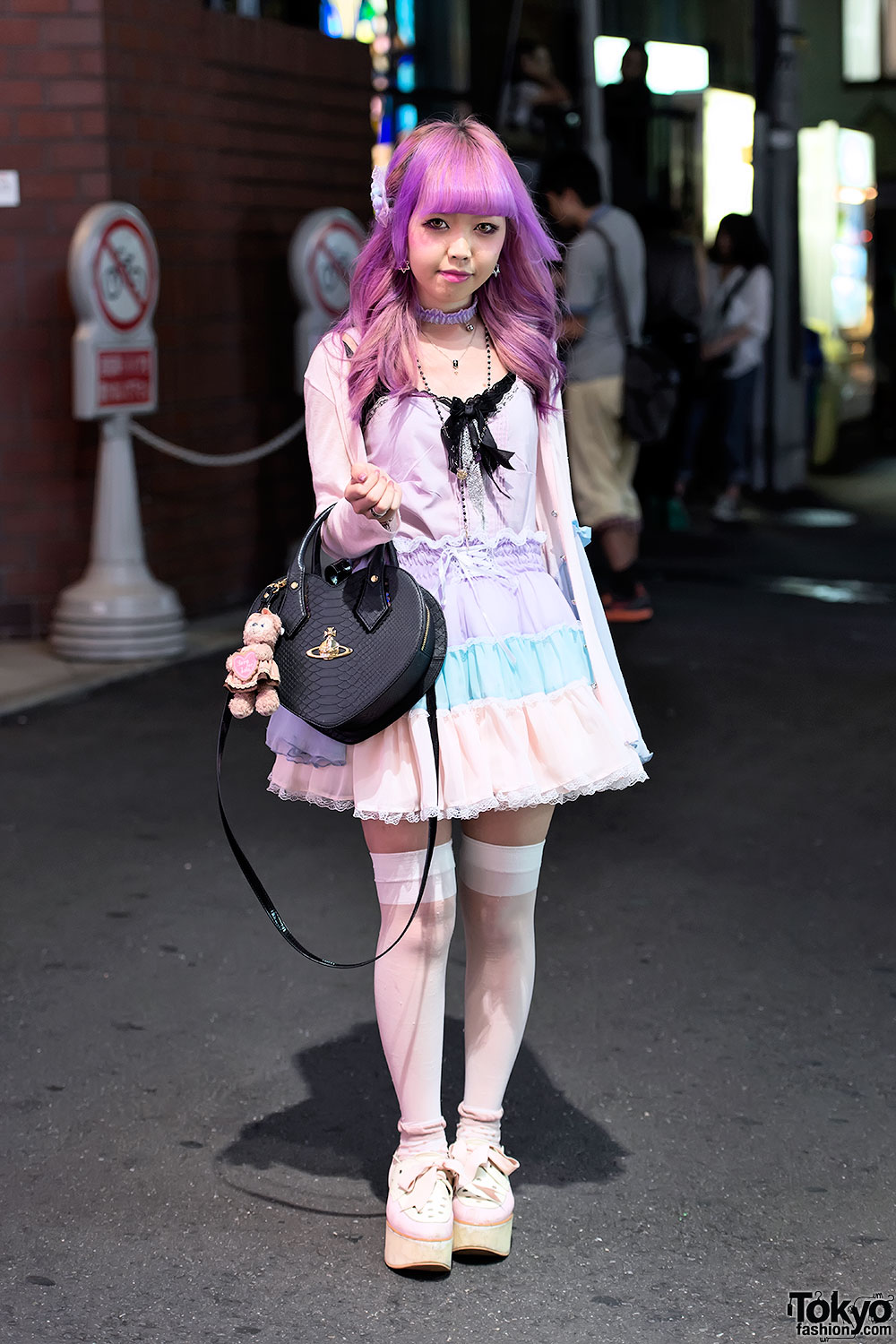 Lunatic Lemony Lollipop Skirt, Pink Hair & Tokyo Bopper in Harajuku