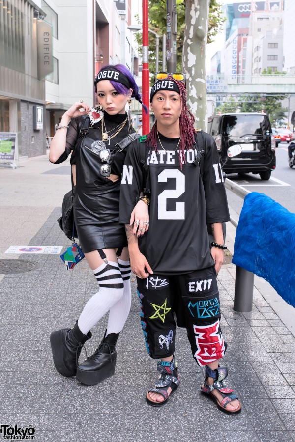 Harajuku Couple w/ Purple Hair & Braids