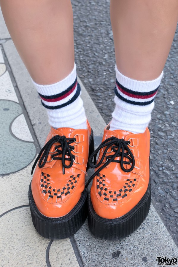 Orange Creepers & Striped Socks