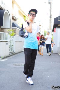 Green Haired Harajuku Guy w/ Glasses, Ombre T-shirt & Mugler Pants ...