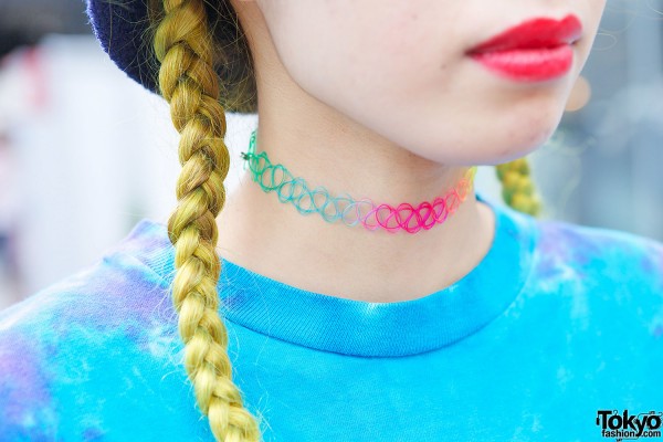 Rainbow Tattoo Necklace & Yellow Braids
