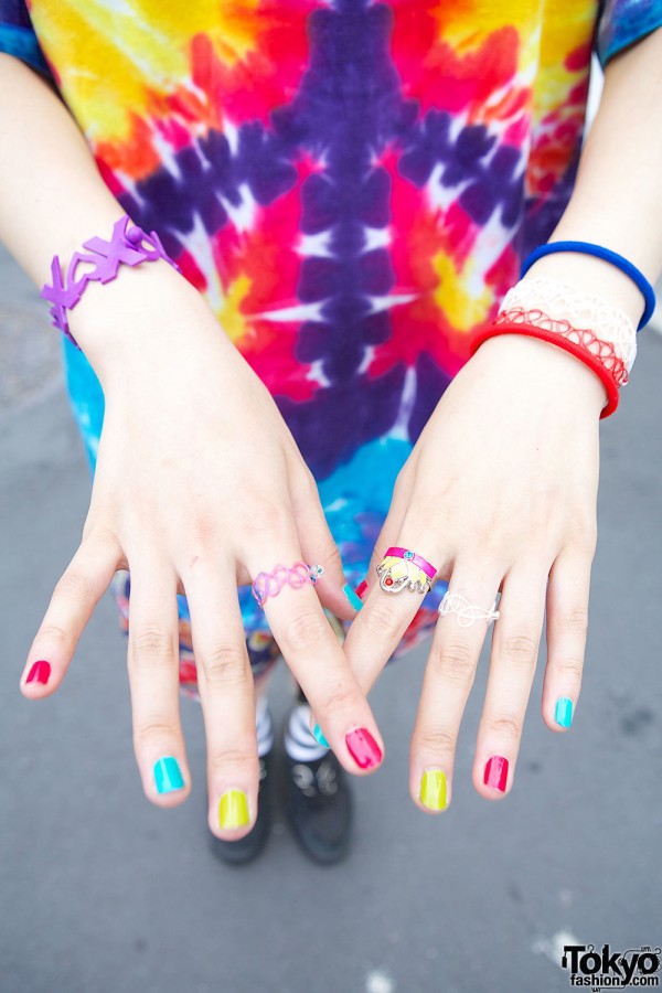 Tattoo Ring & Colorful Nail Art
