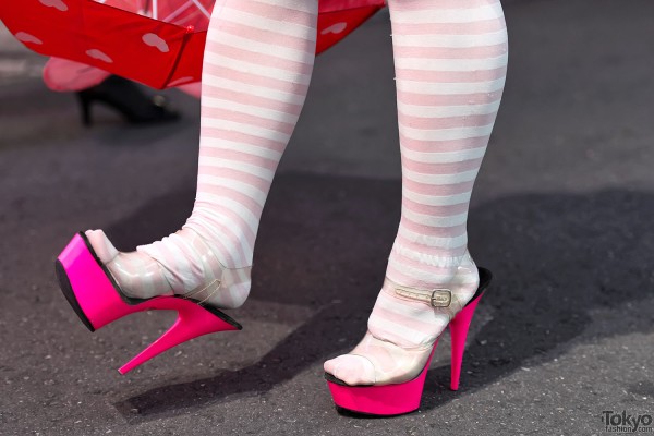 Hot Pink Heels & Striped Socks