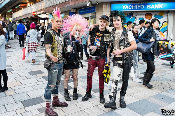 Harajuku Punks w/ Mohawks, Studded Leather & Boots