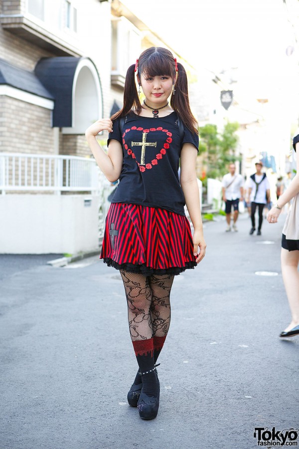 Harajuku Girl’s Hellcatpunks Casket Backpack, Twintails, Crosses & Hearts