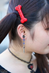 Bone Hair Clips & Cross Earrings