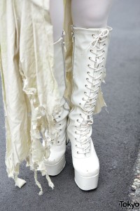 White Lace Up Platform Boots