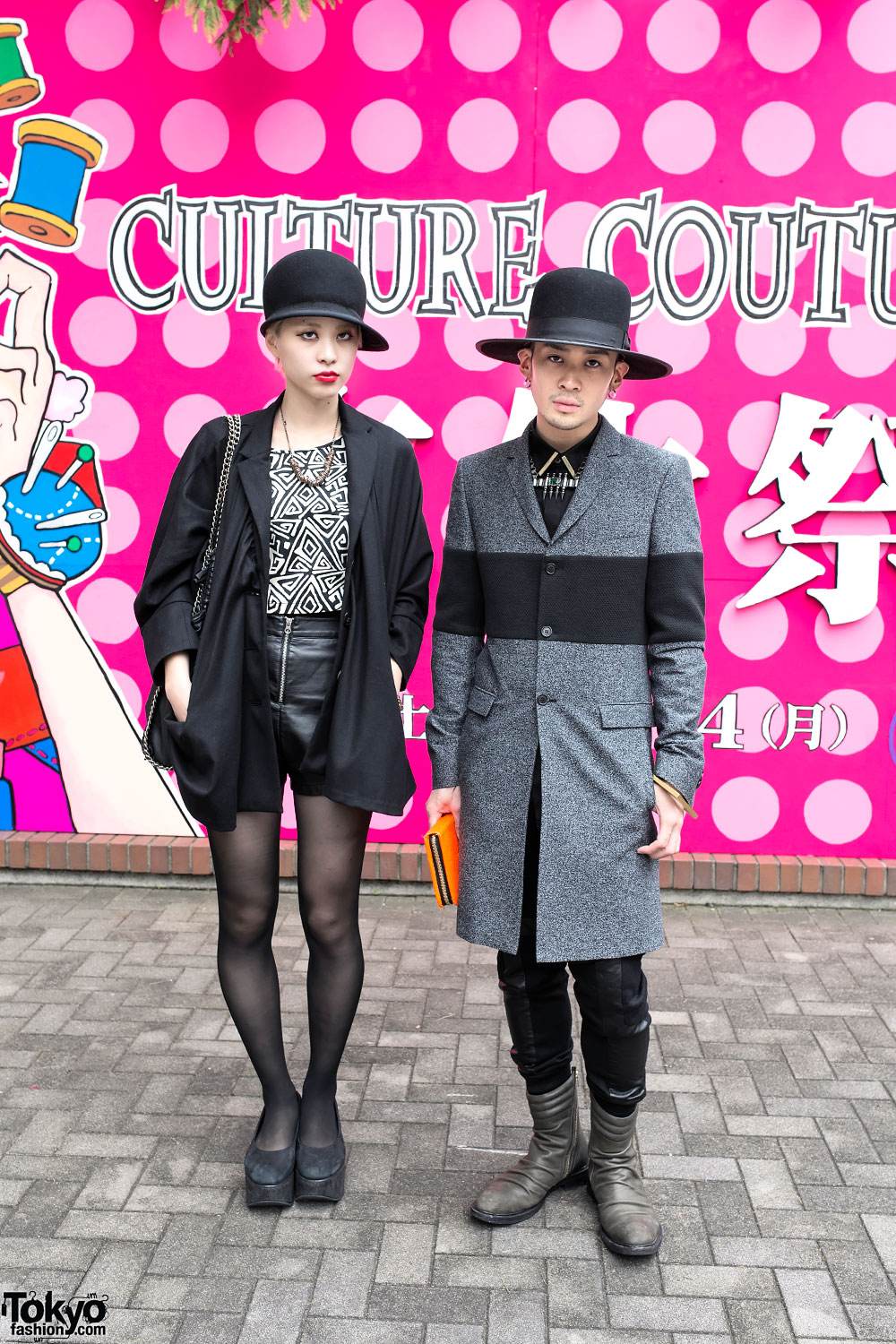 Stylish Tokyo Couple in Hats w/ Kris Van Assche, Tellsit & Juun.J