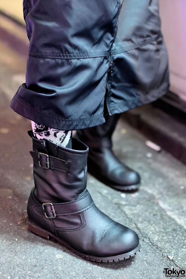 Nylon Skirt & Boots in Harajuku