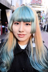 Japanese Hairstyle With Green Bangs