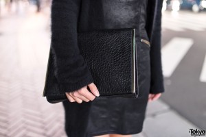 Japanese Fashion Blogger w/ JC Gold Wedges, Fuzzy Sweater & Zara Clutch ...