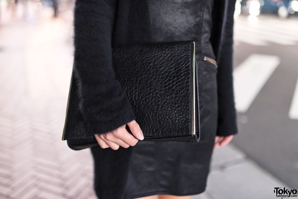 Zara Black Leather Clutch