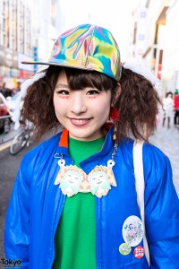 Metallic Cap & Twintails in Harajuku