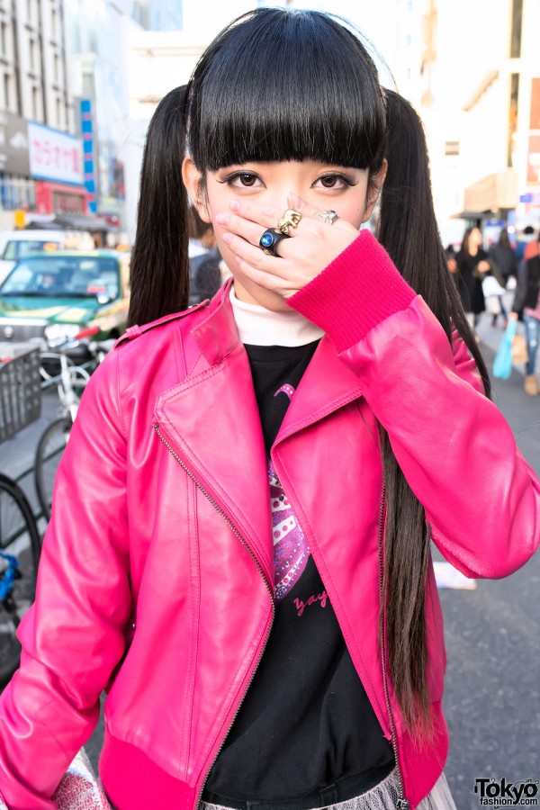 Twin Tails & Pink Leather Jacket