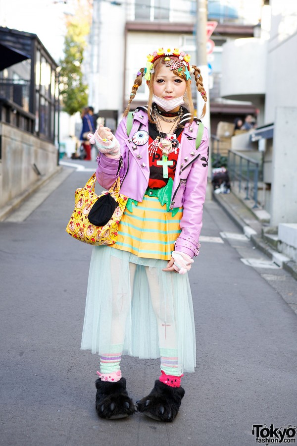 Harajuku Decora w/ Biker Jacket, Tulle Skirt, Claw Shoes & 6%DOKIDOKI
