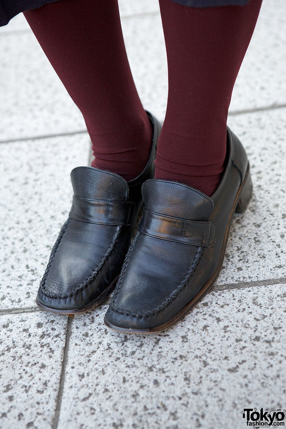 Vintage Style Dress, Cardigan, Bucket Bag & Loafers in Harajuku – Tokyo ...