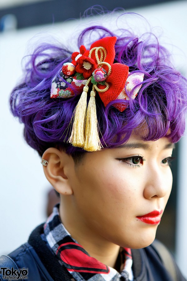 Purple Hair & Bow Hair Accessory
