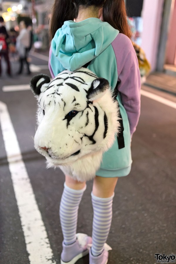 White Tiger Head Backpack
