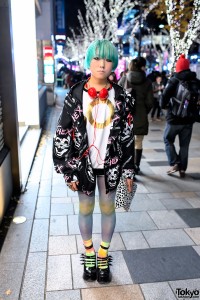 Short Green Hair, Galaxxxy Jacket, Polka Dots & Platforms in Harajuku ...