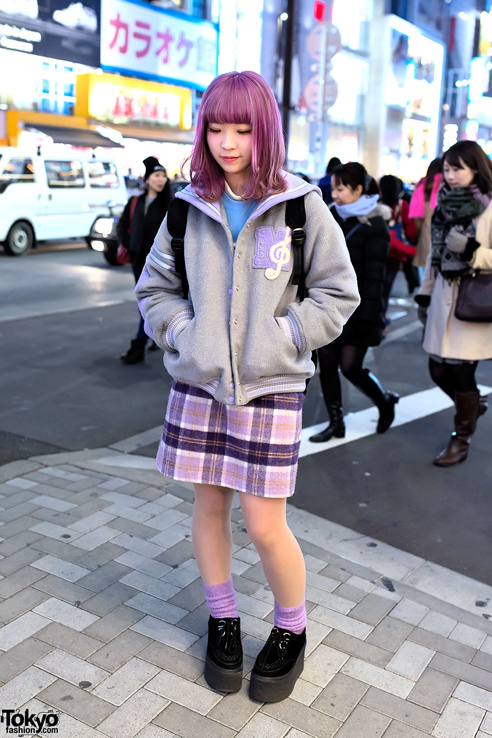 Pastel Purple Hair u0026 Pastel Sailor Collar Varsity Jacket in Harajuku –  Tokyo Fashion