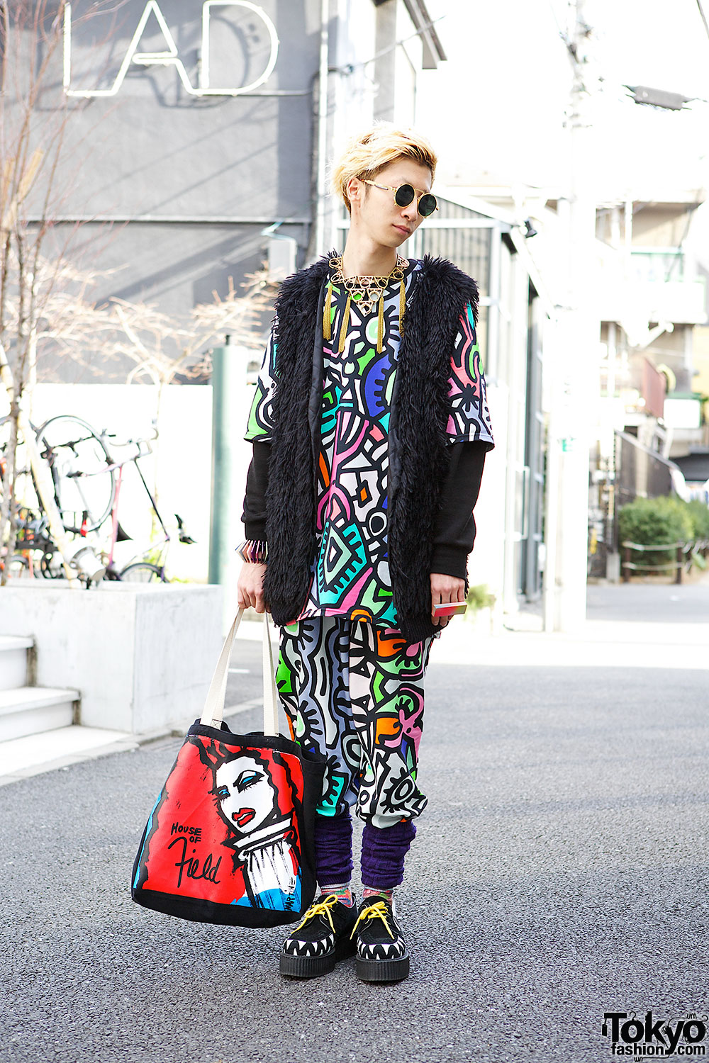 Dream Nation Fashion w/ Faux Fur Vest & Underground x Daniel Palillo  Creepers – Tokyo Fashion
