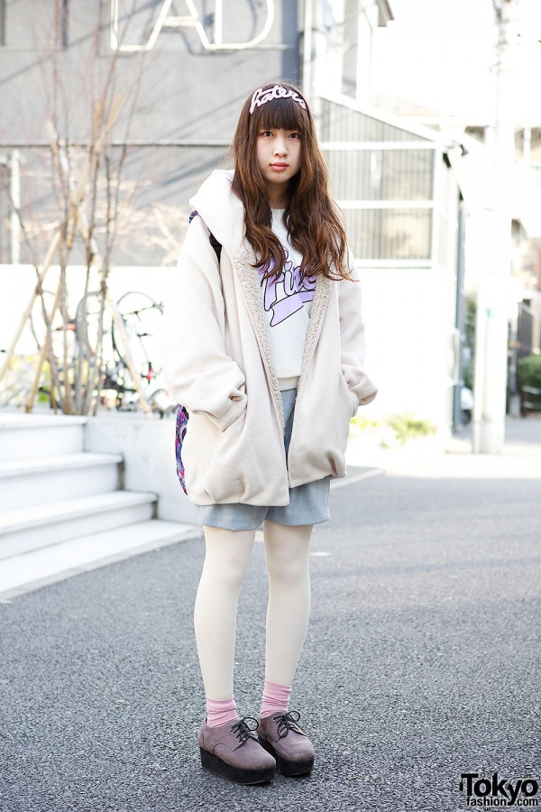 Pastel Outfit w/ Haters Headband & Galaxy Print Backpack in Harajuku