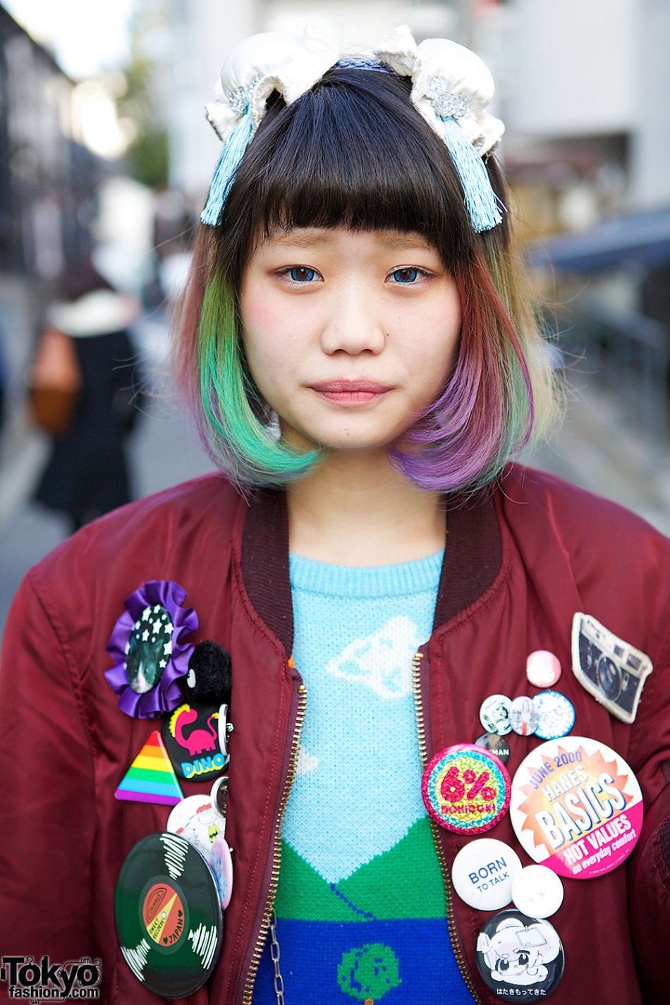 Rainbow Hair w/ Yip Yip Yip Leggings, Fried Egg Bag & Kinji Harajuku ...