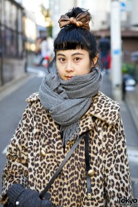 Animal print coat & scarf