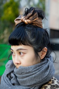 Top bun with scarf