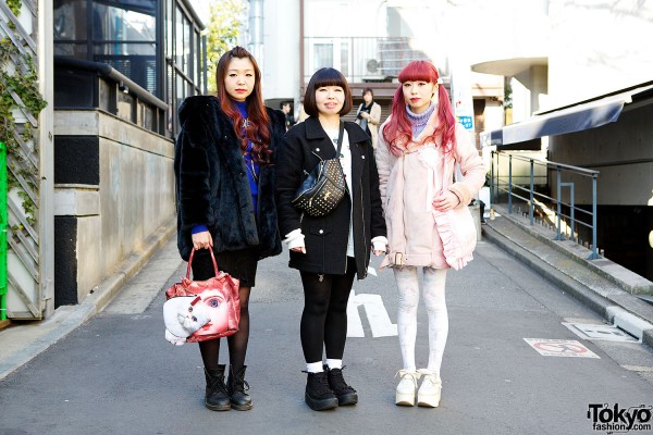 Harajuku Girls in Jouetie Coats w/ Fig & Viper, Pink Twin Tails & Cat Bag