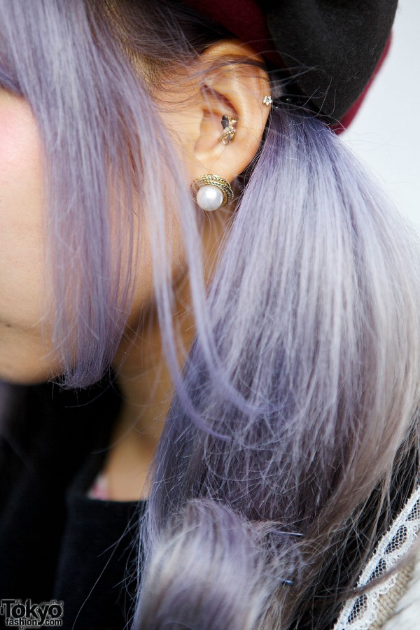 Lilac Hair & Stud Earrings