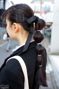Ponytail with Black Ribbon