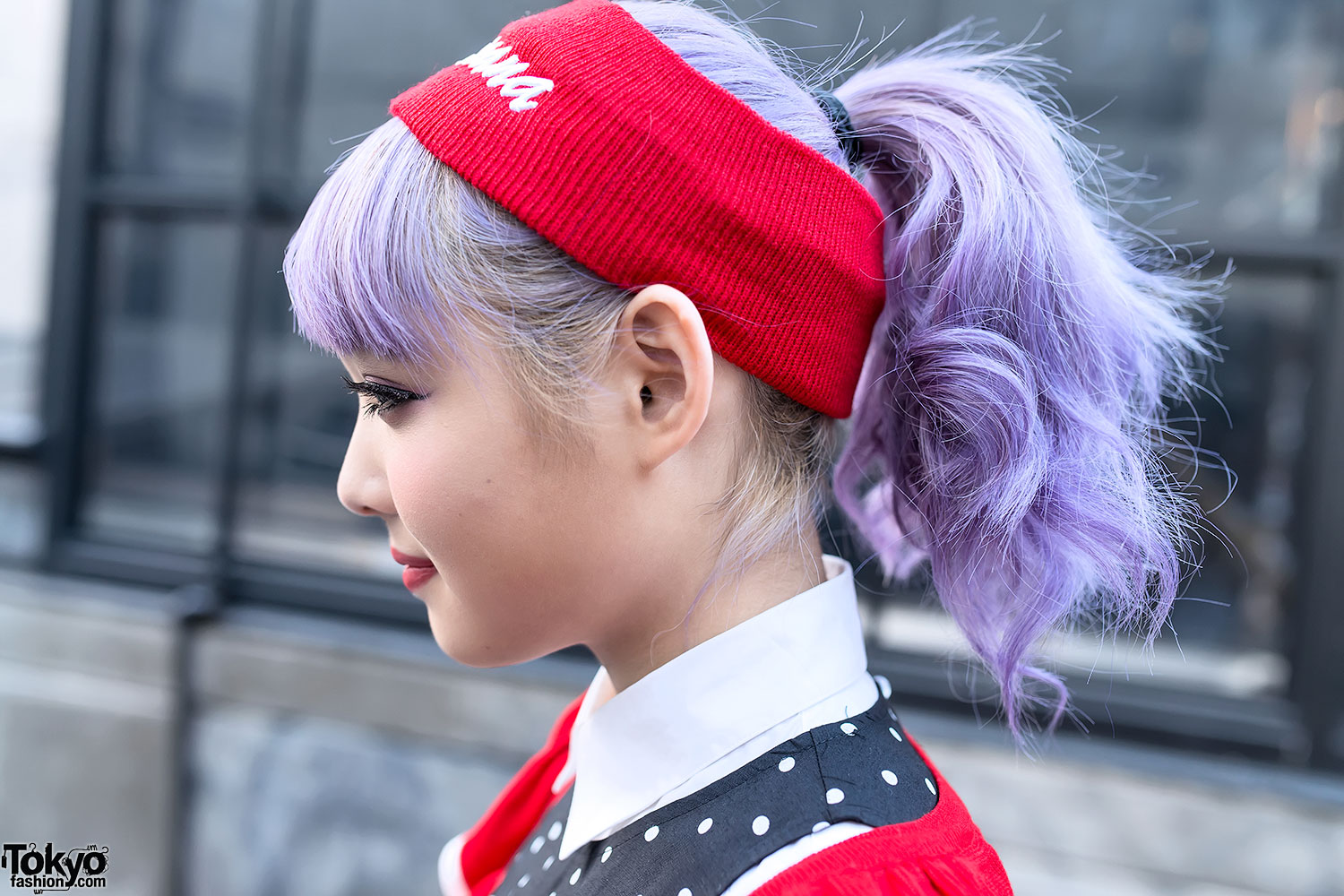 Lavender Hair, Polka Dot Swing Dress & Cardigan in Harajuku – Tokyo Fashion