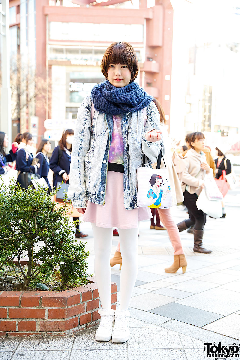 Acid Wash Denim Jacket w/ Galaxy Print & Snow White in Harajuku – Tokyo ...