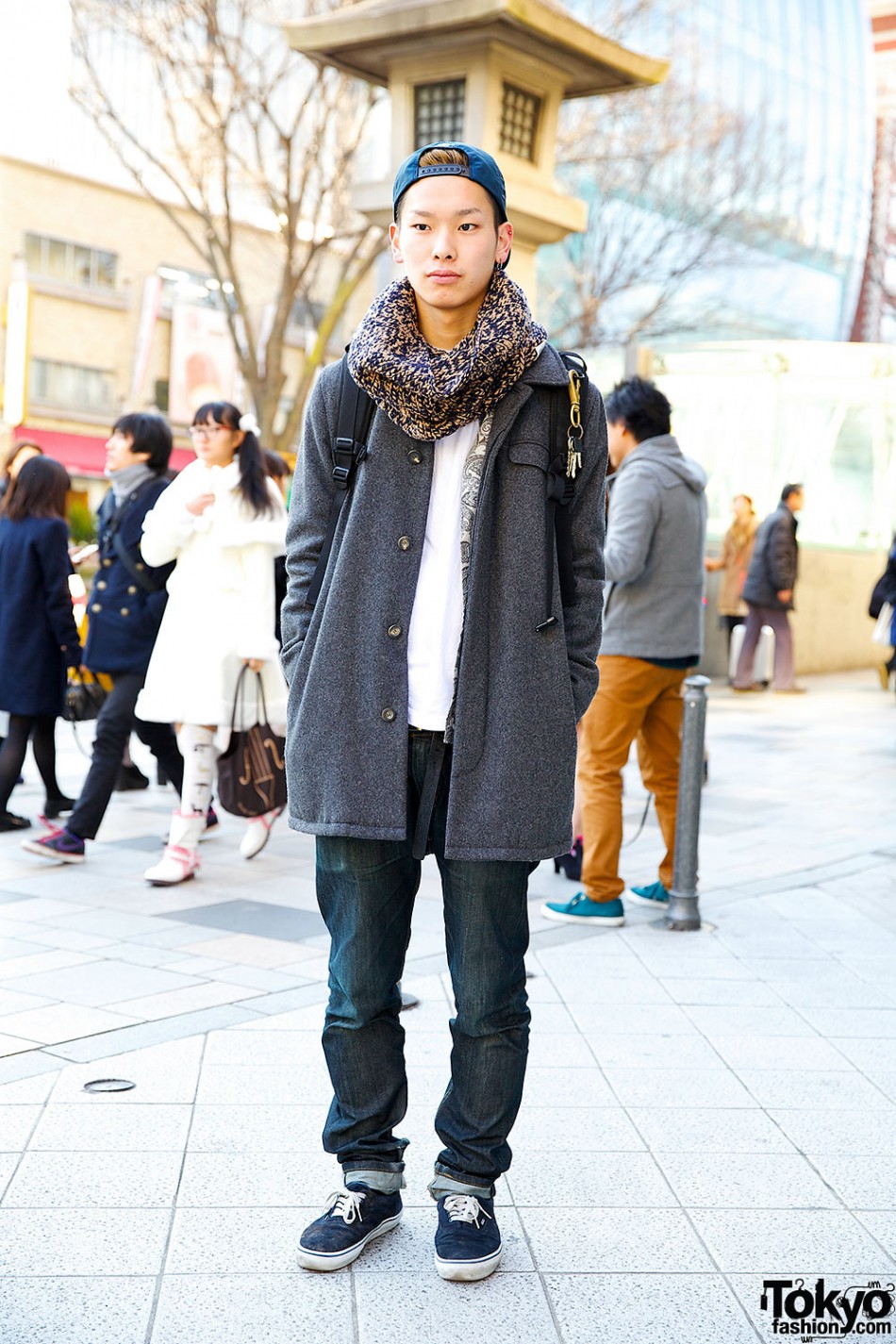 A.P.C. Coat, N.Hoolywood Jeans, Supreme & Vans in Harajuku – Tokyo Fashion