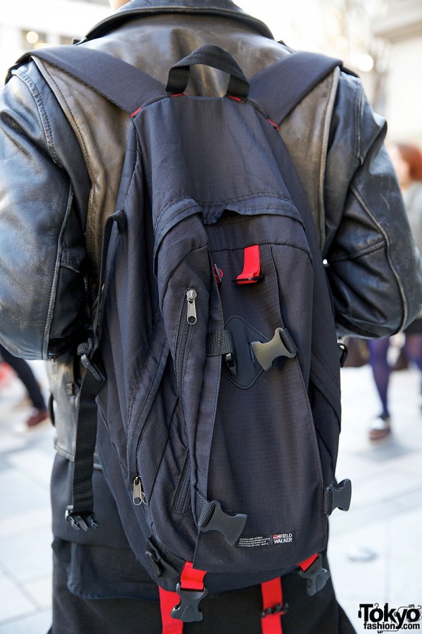 Black Backpack in Harajuku