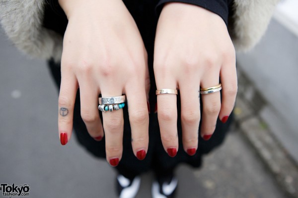 Silver Rings & Red Nails