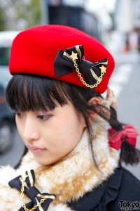 Red Beret with Bow Pin