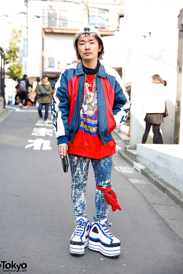 Acid Wash Jeans, Sweatshirt & Bomber Jacket in Harajuku