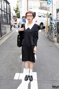 Black Dress With White Peter Pan Collar