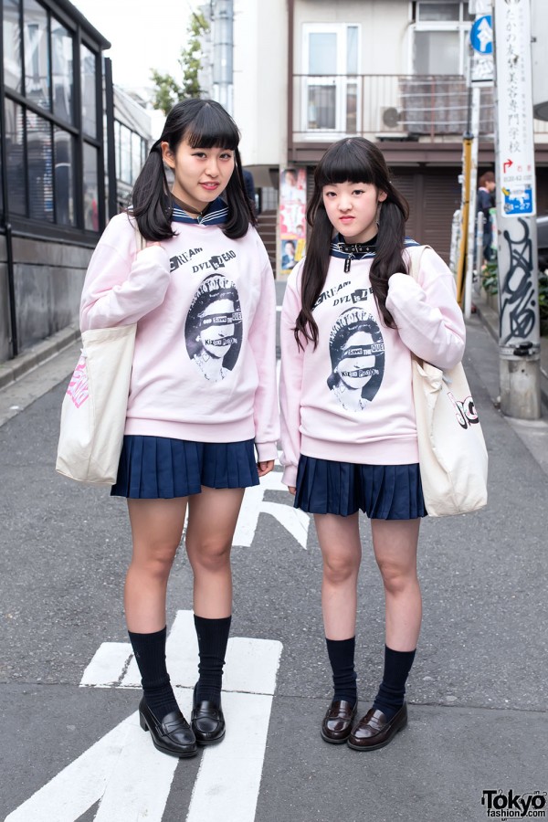 “DVL IS DEAD” Tops, Sailor Collars & Pleated Skirts in Harajuku