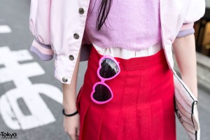 Heart Sunglasses & Pleated Skirt