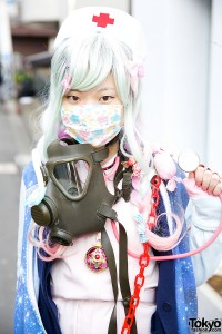 Pastel Braided Hair & Gas Mask