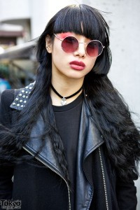 Round Sunglasses & Biker Jacket