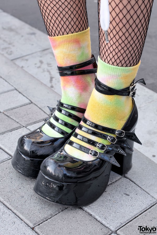 Buckle Platform Shoes & Colorful Socks