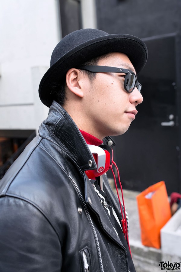Harajuku Guy in Hat & Leather Jacket