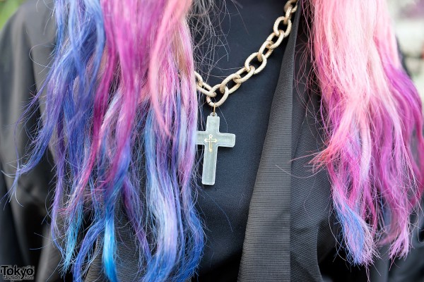 Cross Necklace & Dip Dye Hair